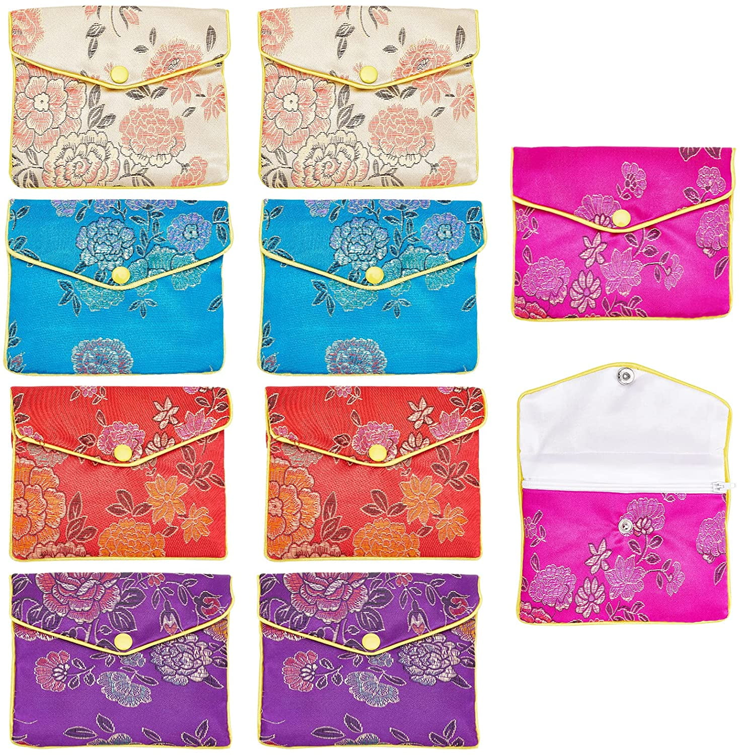 Jewelry Storage Bag Chinese Wind Silk Jewelry Organizer Travel Pouches Ring  Necklace Zipper Embroidery Bird Roll Bag Embroidered