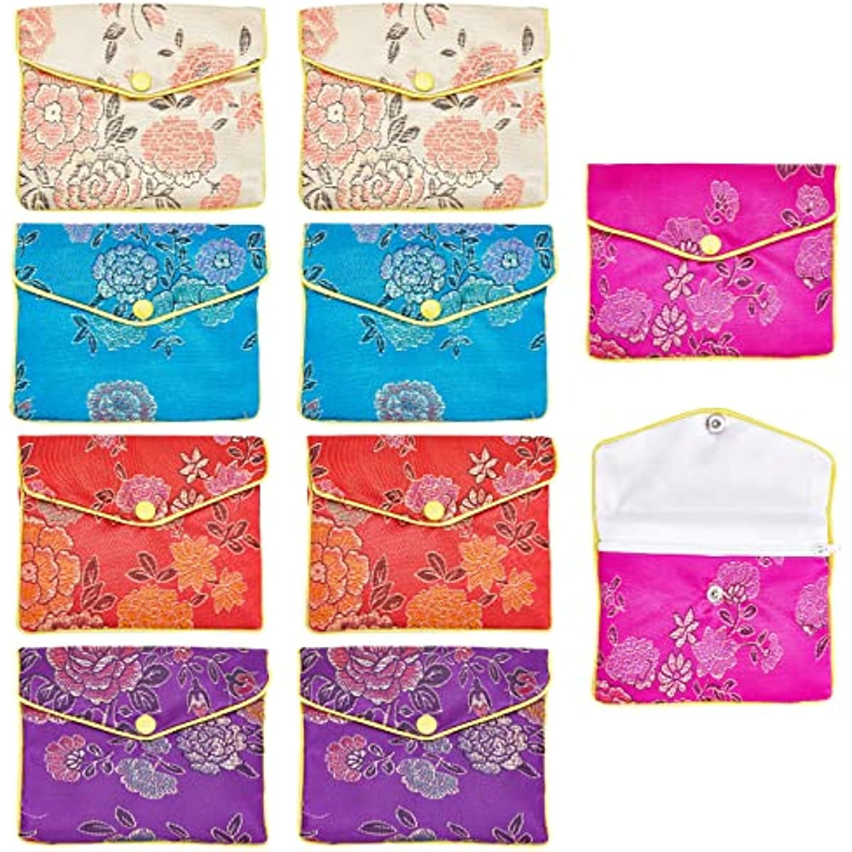 10 Pcs Silk Jewelry Pouch with Zipper 4 5 Chinese Silk Pouches Travel Jewelry Pouch Small Zippered Jewelry Pouches Asian Jewelry Pouch for Traveling Jewelry Wedding Gift Package Walmart