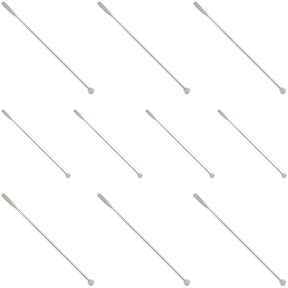 10 Pcs Silver Cocktail Stirring Sticks, Stainless Steel Coffee Beverage Stirrers, Metal Drink Swizzle Stick with Small Rectangular Paddle, Round End for Bar Home Kitchen Use