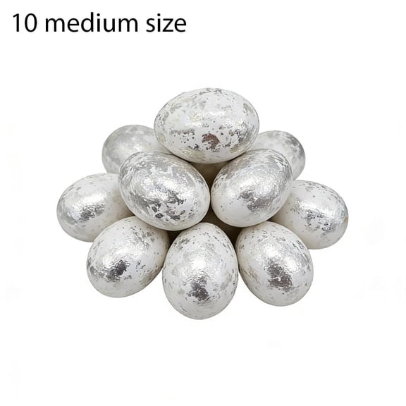 10 Pcs Silver Speckled Plastic Easter Eggs Medium 1.34x1.93 Inch, Glitter Metallic Ornaments for Table Centerpiece Vase Filler Basket Decor Spring Party DIY
