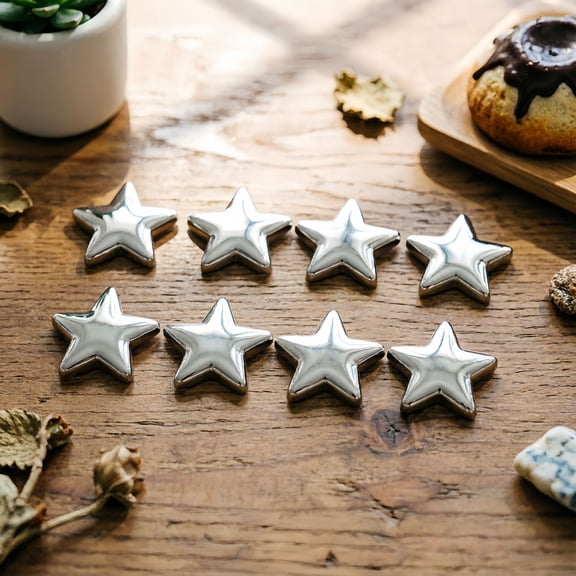 10 Pcs Silver Star-Shaped Fridge Magnets, Strong Star Refrigerator Magnet Fridge Sticker, Strong Fridges Magnets for Kitchen,Office Whiteboard, Cabinet and Dishwasher(RL)
