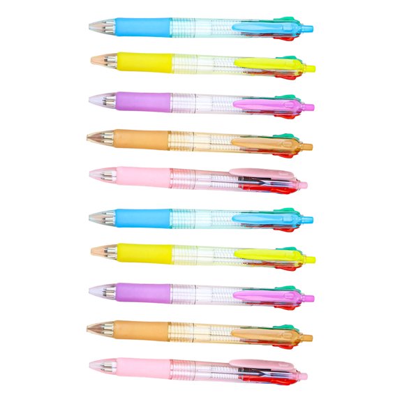 10 Pcs Simple Ballpoint Pen 1.0mm Multicoloured Pen 4 Colors Retractable Ballpoint Pen Writing Tool Gift