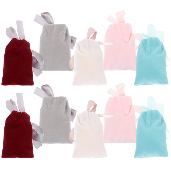 10 Pcs Simple Candy Bags Portable Drawstring Bags Delicate Jewelry Pouches