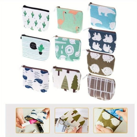 10 Pcs Simple Small Coin Purse, Portable Cute Fresh Travel Handbag Cosmetic Storage Bag Fashion Accessories (Size: 3 7/8 X 4 3/4 Inches) Makeup Pouch Makeup Case