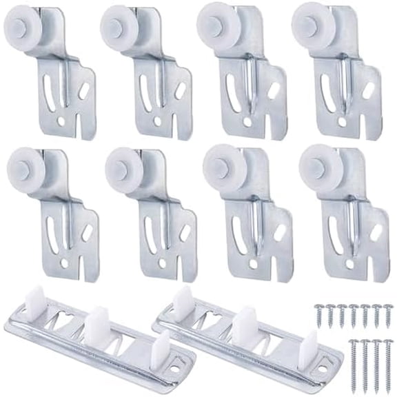 10 Pcs Sliding Closet Door Roller Kit,Wardrobe Door Roller with Slide Track,Closet Door Rollers Replacement for Top-Hung Sliding Door Hardware