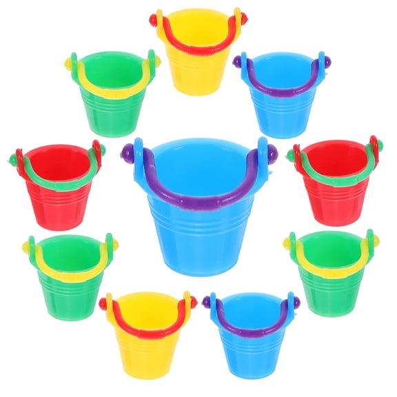 BRIGHTFUFU Miniature Buckets Green Plastic 10Pcs For Collectors Dollhouse Decoration