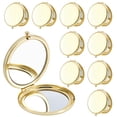 thumbnail image 1 of 10 Pcs Small Folding Makeup Pocket Mirror Golden Double-Sided 1X/2X Magnifying Round Metal Mirrors for Women Travel Work Date, 1 of 6