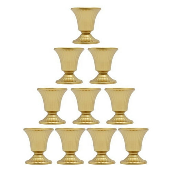 10 Pcs Small Gold Vases for Centerpieces Metal Compote Vase, 5.91 Inch Trumpet Vase Urns, Wedding Centerpieces for Tables, Pedestal Vase Flower Holder for Birthday Decoration