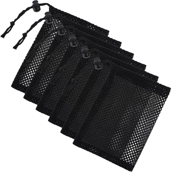 10 Pcs Small Mesh Bag, 6 X 4 inch Mesh Drawstring Bag, Black Nylon Portable Storage Bags with Drawstrings, Travel Stuff Bags