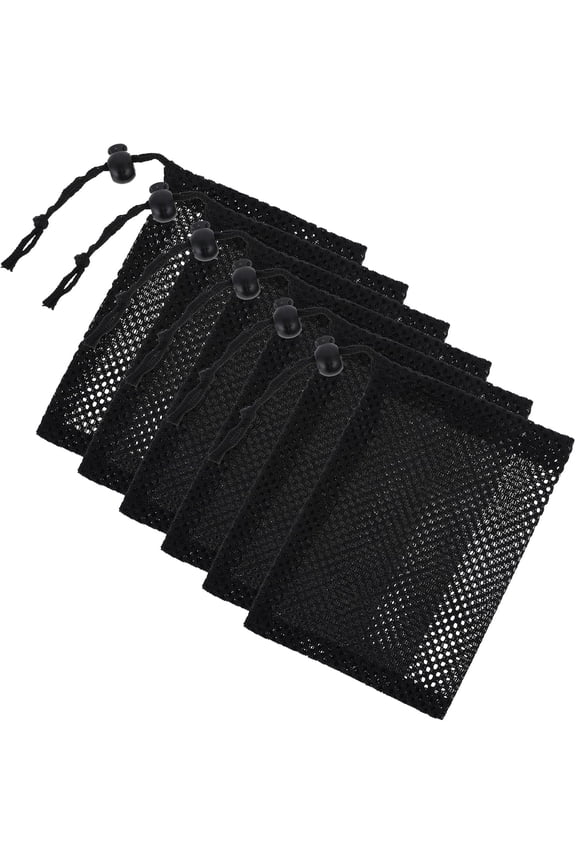 10 Pcs Small Mesh Bag, 6 X 4 inch Mesh Drawstring Bag, Black Nylon Portable Storage Bags with Drawstrings, Travel Stuff Bags