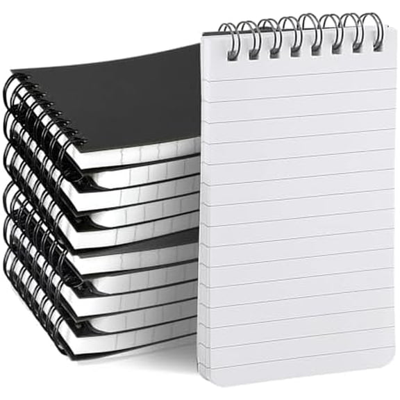 10 Pcs Small Notepads 3x5, Spiral Pocket Notebook Bulk | Black Mini Lined Notepad, Memo Pads for Men, Students Back to School Gift