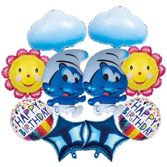 10 Pcs For The Smurfs Themed Cartoon Birthday Foil Balloons,Birthday Party Decorations,Cartoon Balloon,Party Supplies Set for Birthday Party Decoration Set