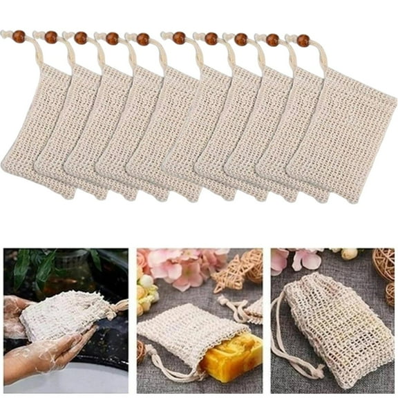 10 Pcs Soap Saver Bag, Soap Exfoliating Bag, Soap Pouch for Shower, Natural Sisal Soap Bag for Foaming