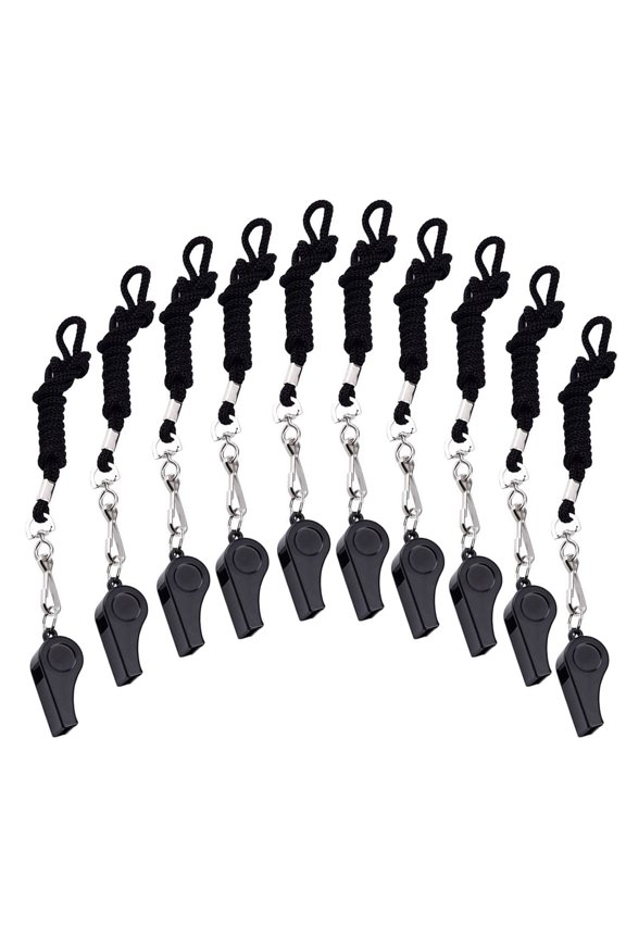 10Pcs Lightweight Plastic Survival Whistle Loud Portable Outdoor Whistle with Keychain