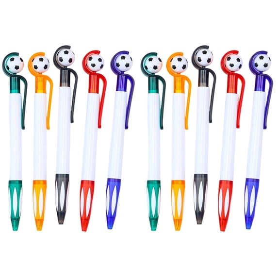 10 Pcs Soccer Party Themed Ballpoint Pens for Office, Retractable Multicolor Medium Point Soft Grip Pen