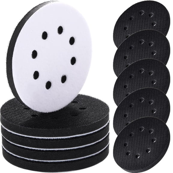 10 Pcs Soft Density Interface Pads 5inch 8 Holes Hook and Loop Sponge Cushion Buffer B y6965