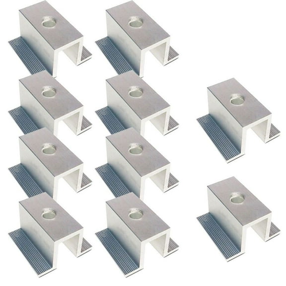 10 Pcs Solar Middle Clamps for PV Panel Mounting, aluminum Alloy Brackets for Frame Height 25-50mm, Rails Fixing Hardware for Home Garden Alternative Energy Systems(50mm)