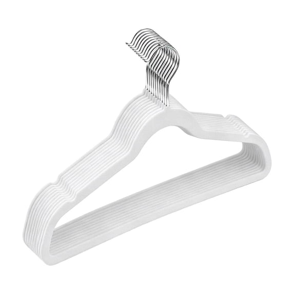 10 Pcs Space-Saving Non-Slip Velvet Hangers with Notched Shoulders and Bottom Bar for Closet Organization, Suitable for Shirts, Dresses, Pants, and Coats