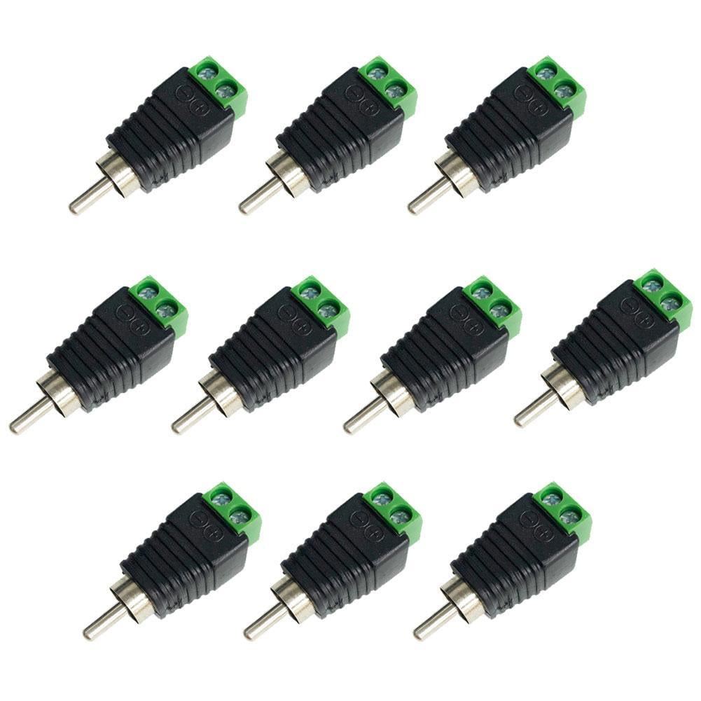 10 Pcs Speaker RCA Wire to AV Phono Male RCA Connector Jack Adapter