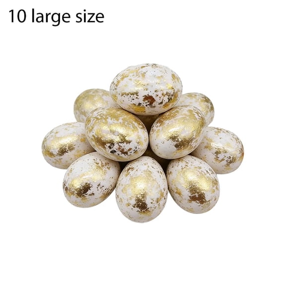 10 Pcs Speckled Plastic Easter Eggs - Sliver/Gold Ornaments for Centerpiece, Vase Filler, Spring Party DIY Crafts