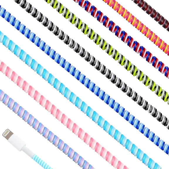 10 Pcs Spiral Cable Protector Topboutique Colorful Phone Charger Protector Cover Headphone Cable Saver Cable Wrap for Phone Mac Charging Cable/USB Cable Wire/Earphone Cable,10 Colors