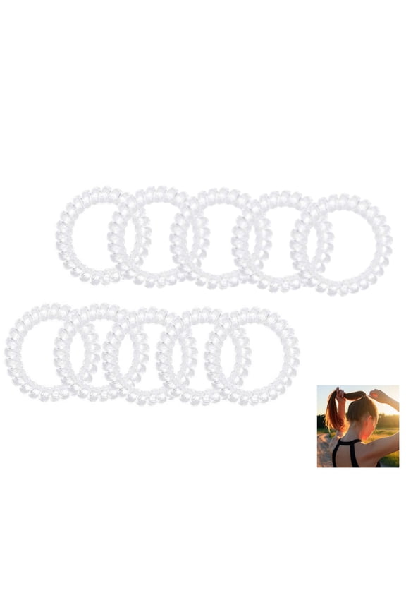 10 Pcs Spiral Hair Ties ,No Crease Clear Hair Ties Spiral Ponytail Holders Coils Scrunchies Waterproof Plastic Phone Cord Hair Bands for Women Girls Teenagers