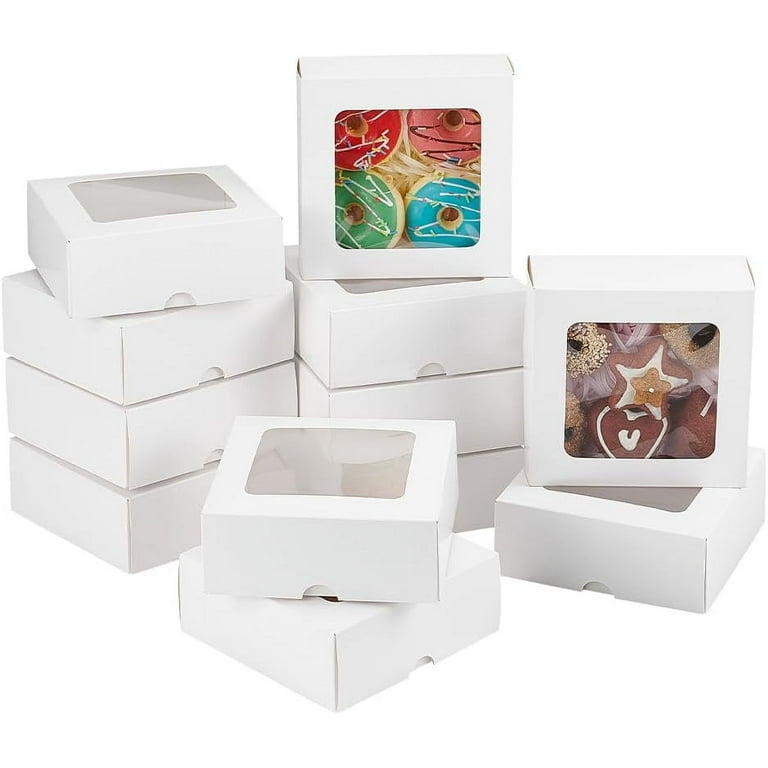 Paper Mart 25ea - 4 X 4 X 1-3/4 Kraft Square Window Cookie Box-Pkg LotFancy 60 Pcs Bakery Boxes with Window, 4x4x2.3 Inch Cookie and Treat  Boxes, Kraft Paper Dessert Packaging - Walmart.com