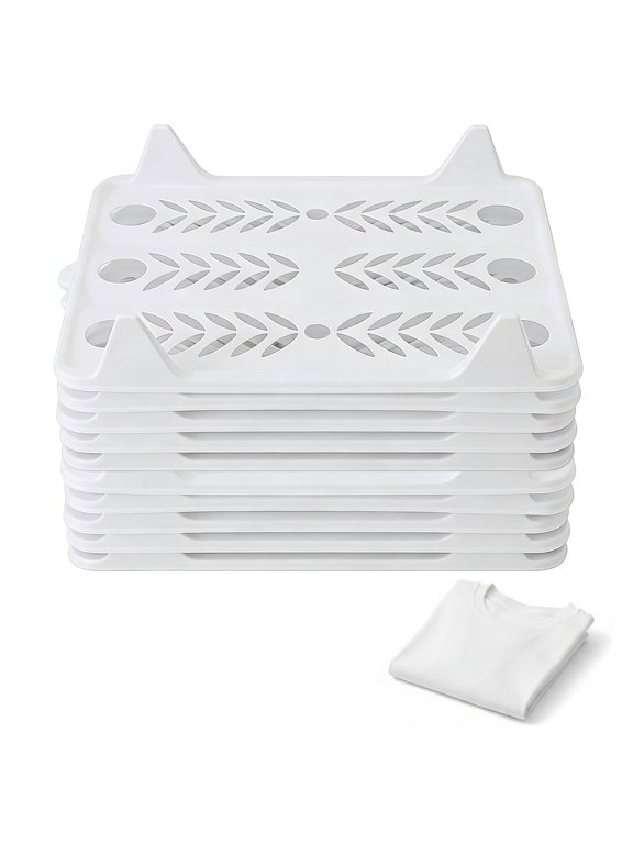 10 Pcs 13 x 10 Inch Stackable Clothes Folding Boards, T Shirt Organizer for Efficiently Folding, Lightweight, Long-lasting Plastic Shirt Folder Board, Space Saving and Easy to Clean