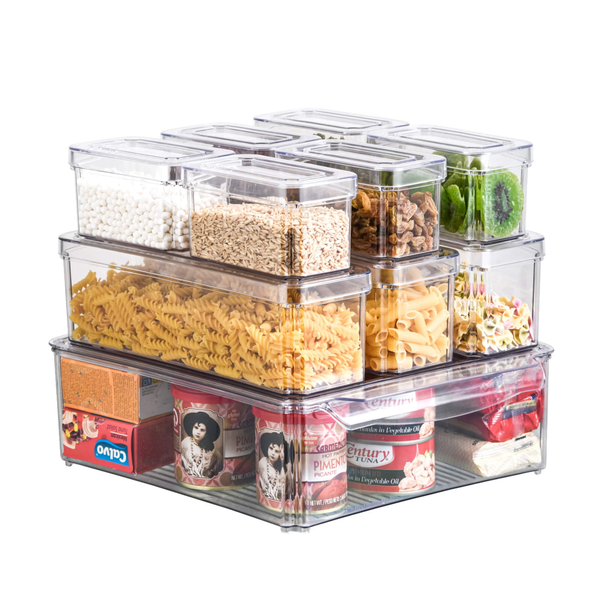 LeaderPro 7 Pcs Refrigerator Organizer Bins with Lids Stackable Fridge  Storage Set 
