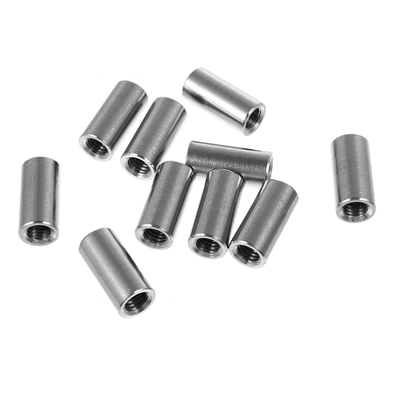 10 Pcs Stainless Connector Nuts Long Cylindrical Nuts Welding Rod Round Nuts