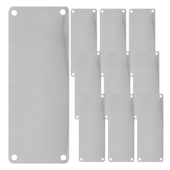 10 Pcs Stainless Steel Blank Rectangle Sign Plates with 4 Holes for Name Tags Office Door Metal Engraving Blanks