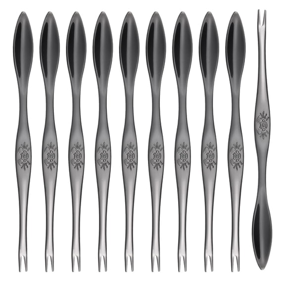 10 Pcs Stainless Steel Crab Forks 6.5 Inch Seafood Forks Crab Legs Cracker Utensils Seafood Picks Tools (Black)
