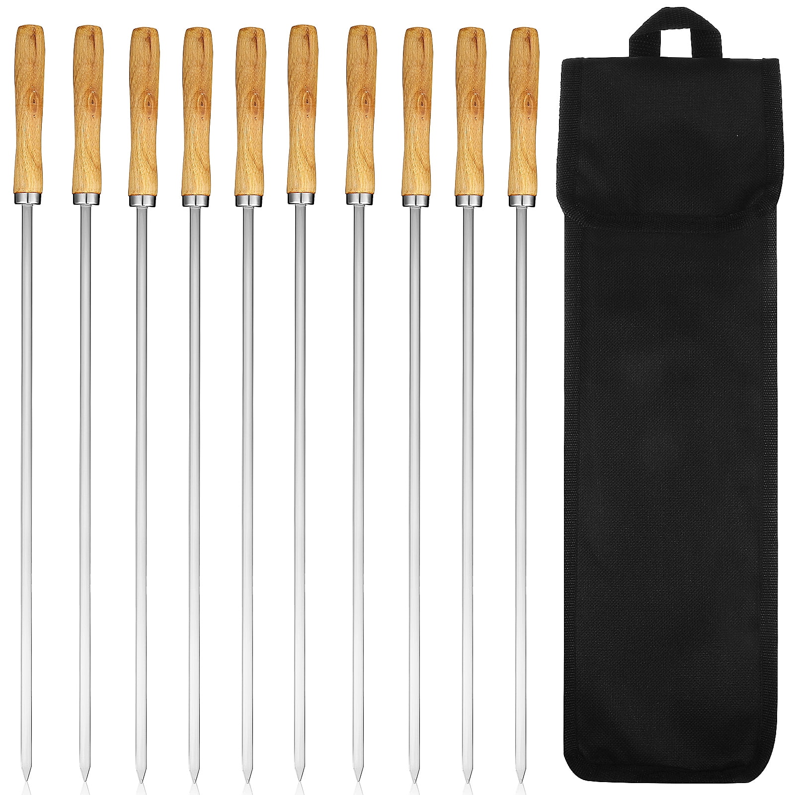 10 Pcs Stainless Steel Flat Barbecue Skewers Roasting Forks Sticks