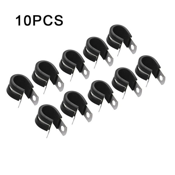 10 Pcs Stainless Steel Rubber Lined P Hose Pipe Clamps Cable Mounting Clips Wire
