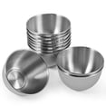 thumbnail image 1 of 10 Pcs Stainless Steel Sauce Dishes MODANU 5oz/150ml Round Seasoning Bowls Sushi Dipping Bowls Silver Small Mini Condiment Cups Metal Ingredient Bowls for Prep Appetizer Plates Set for Kitchen, 1 of 7