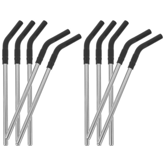 10 Pcs Stainless Steel Straw Straws Reusable Metal Drinking Party with Silicone Tips