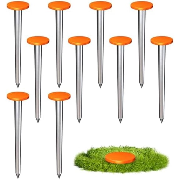 10 Pcs Stainless Steel Survey Markers Stakes 1.57 x 6.7 Inch Low Profile Survey Marker Property Line Markers Heavy Duty Survey Markers for Garden Paver Lawn Edging Tarps Weed Barriers$$Garden & Patio