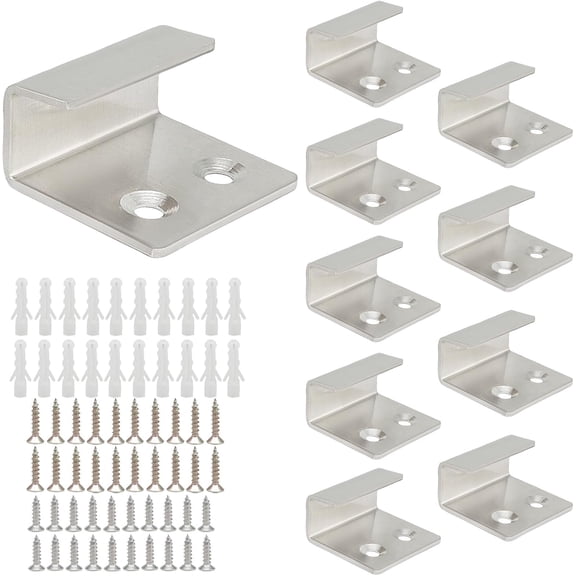 10 Pcs Stainless Steel Wall Hanger Fastener Bracket J Hooks, Silver