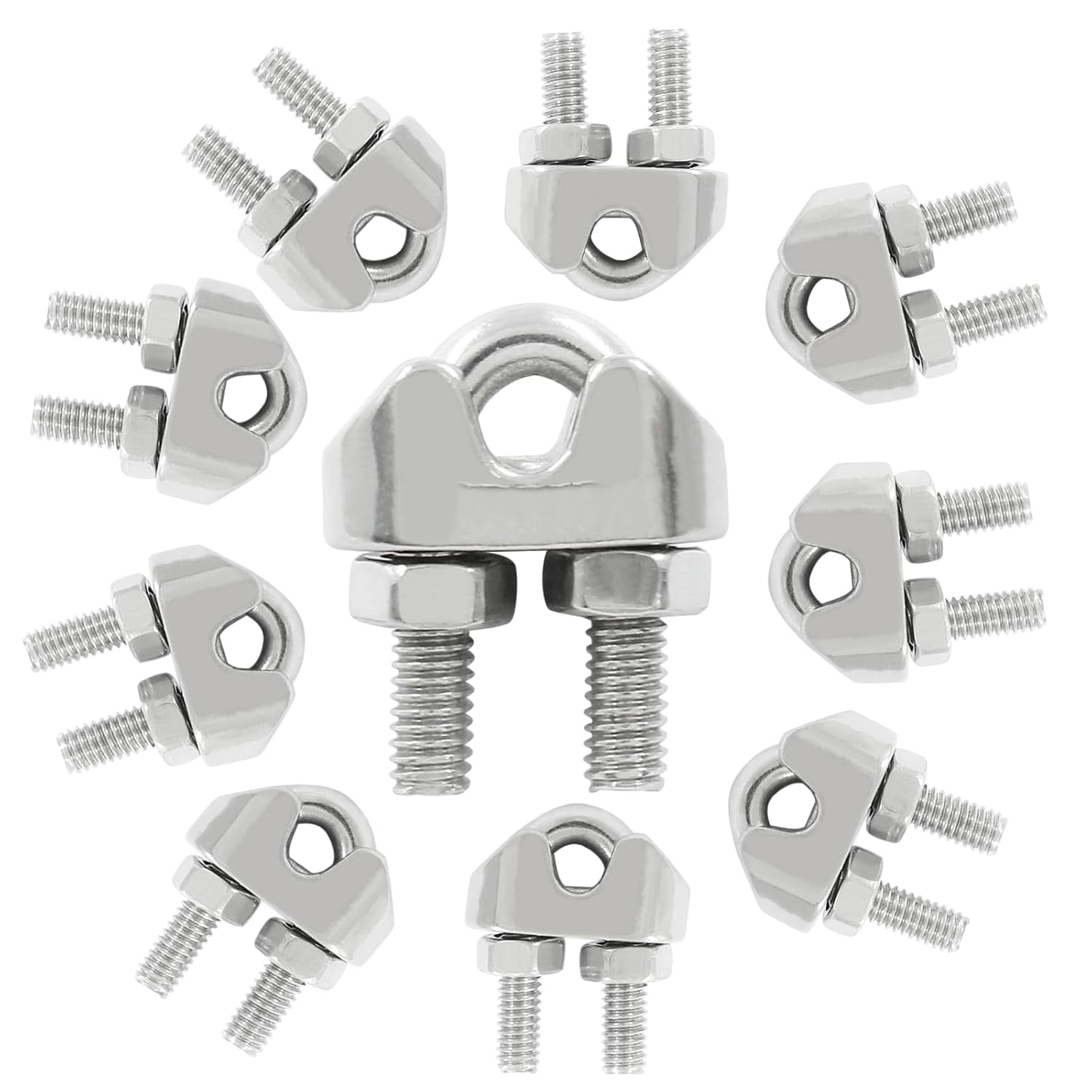 10 Pcs Stainless Steel Wire Rope Clips, Heavy Duty Clamps for Rigging ...