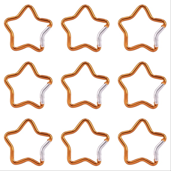 10 Pcs Star Shape Carabiner Clip Aluminum 1.93 Inch, Spring Snap Hook Keyring Carabiner for Keys, Lightweight Outdoor Accessories Keychain for Backpack and Bags, Keychains, Gold