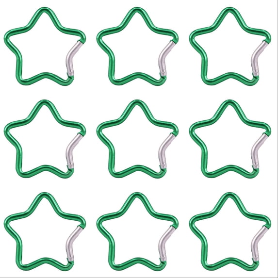 10 Pcs Star Shape Carabiner Clip Aluminum 1.93 Inch, Spring Snap Hook Keyring Carabiner for Keys, Lightweight Outdoor Accessories Keychain for Backpack and Bags, Keychains, Green