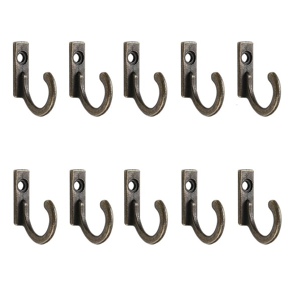 10 Pcs Storage Rack Single Prong Hook Bronze Silver for Coats Hats Cloth Hanger Towels Keys Size Wall Mounted Retro Cloth Hanger