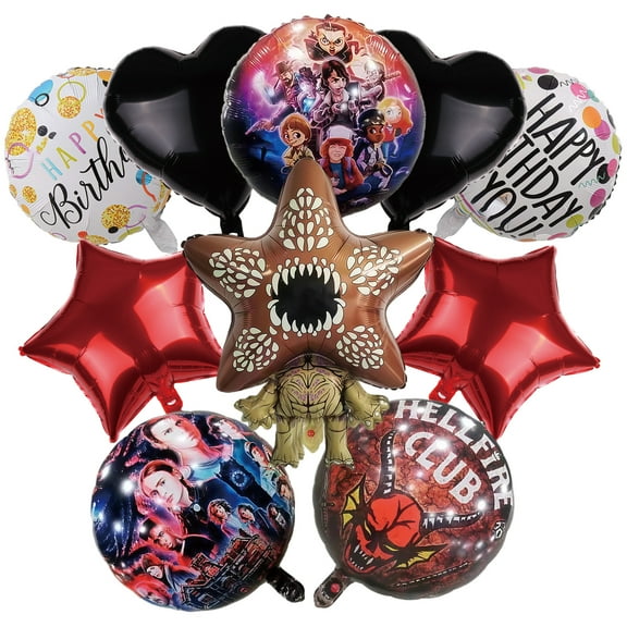 10 Pcs For Strangers Movie For Things Object TV Series Party Foil Balloons,Party Kit Supplies Cartoon Balloon for Celebration Birthday Party Decorations