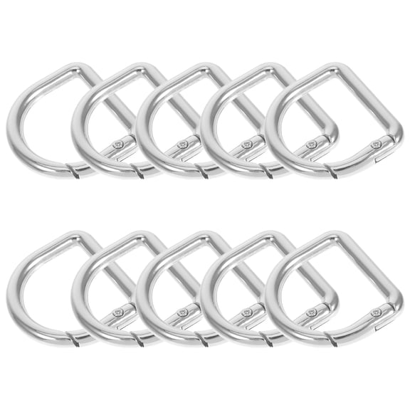 OFFIGAM d ring carabiner D Shaped Connector Zinc Alloy Silver Spring Buckle Women Bag Makers 10pcs