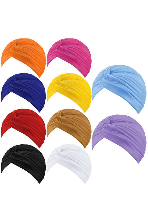 10 Pcs Stretchy Turban Cap Chemo Head Wraps Cancer Headwear Bennie Twisted India's Hat for Women