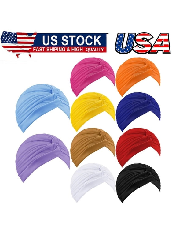 10 Pcs Stretchy Turban Cap Chemo Head Wraps Cancer Headwear Bennie Twisted Indias Hat for Women