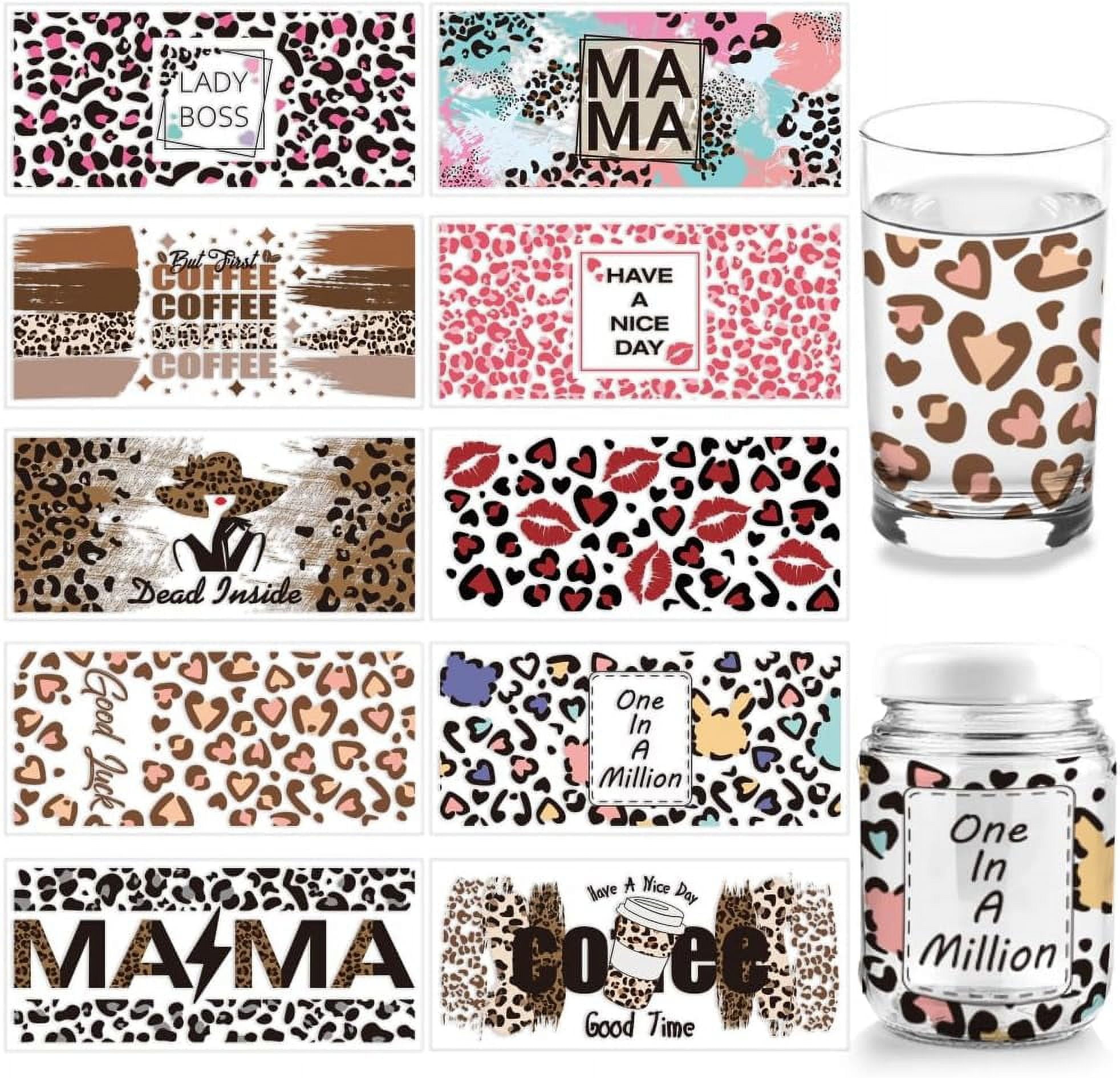 10 Pcs 10 Styles Cup Wrap Transfer Sticker PVC Glass Cup Transfer Paper