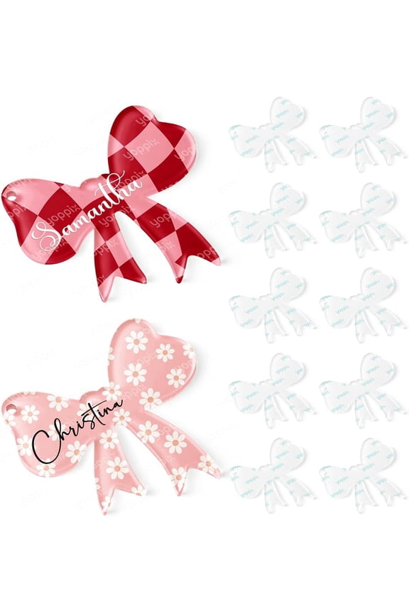 10 Pcs Sublimation Bow Blanks, Sublimation Acrylic Bow Blanks Keychain for Heat Transfer Keychain Luggage Tag Baggage Handbag Travel Suitcase Tags, Home Gift Crafts Supplies