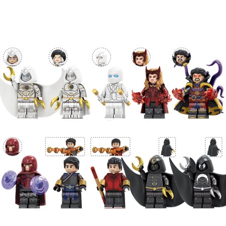 10 Pcs Superhero Moon Knight Action Figures Doctor Strange Wanda Magneto Minifigures Building Blocks Toys for Kids Boys Gift