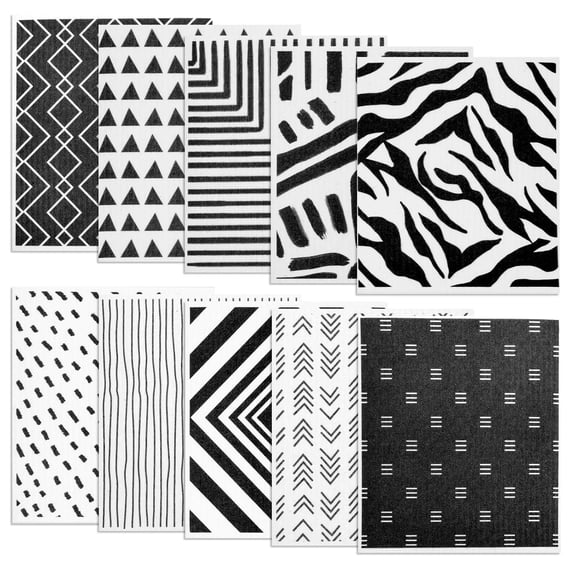 10 Pack Swedish Dishcloths, Reusable Paper Towels Alternative, Odorless Cellulose Sponge Cloth for Kitchen Cleaning